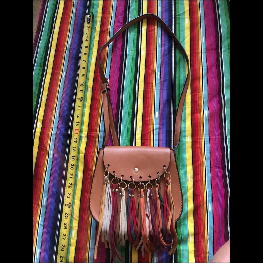 Mellow world brown leather fringe purse